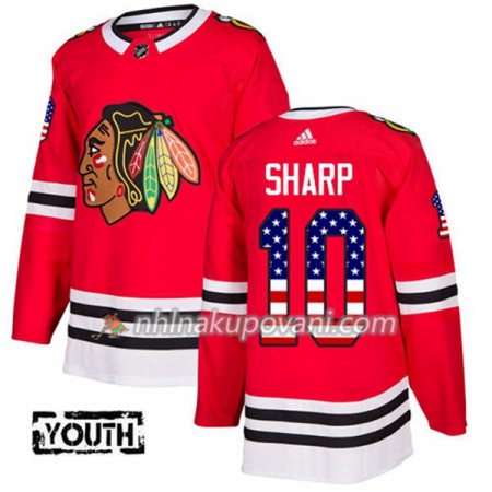 Chicago Blackhawks Dresy Patrick Sharp 10 2017-2018 USA Flag Fashion Černá Adidas Authentic - Dětské Chicago Blackhawks Dresy Patrick Sharp 10 2017-2018 USA Flag Fashion Černá Adidas Authentic - Dětské